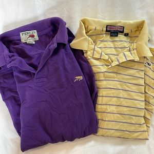 2 Mens polo shirts. Perlis purple shirt and Vineyard Vines Yellow shirt